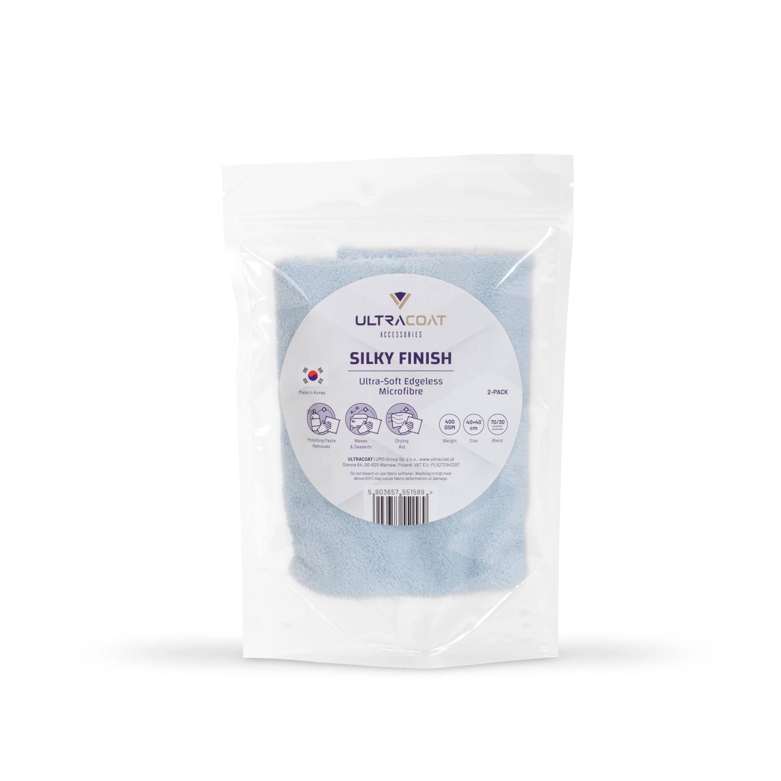 Ultracoat lot de 2 microfibres silky finish 400gsm